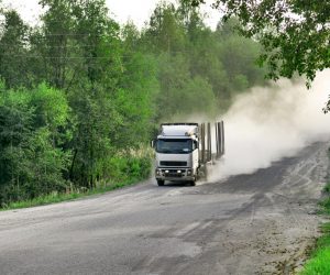 Truck speeding on the road