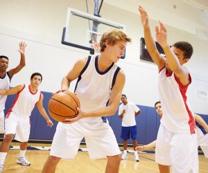 playing basketball