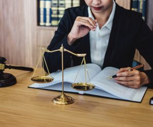 lawyer reviewing documents