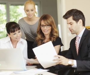 employees in a meeting