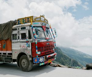 truck on a scenic route