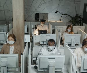 employees wearing facemask