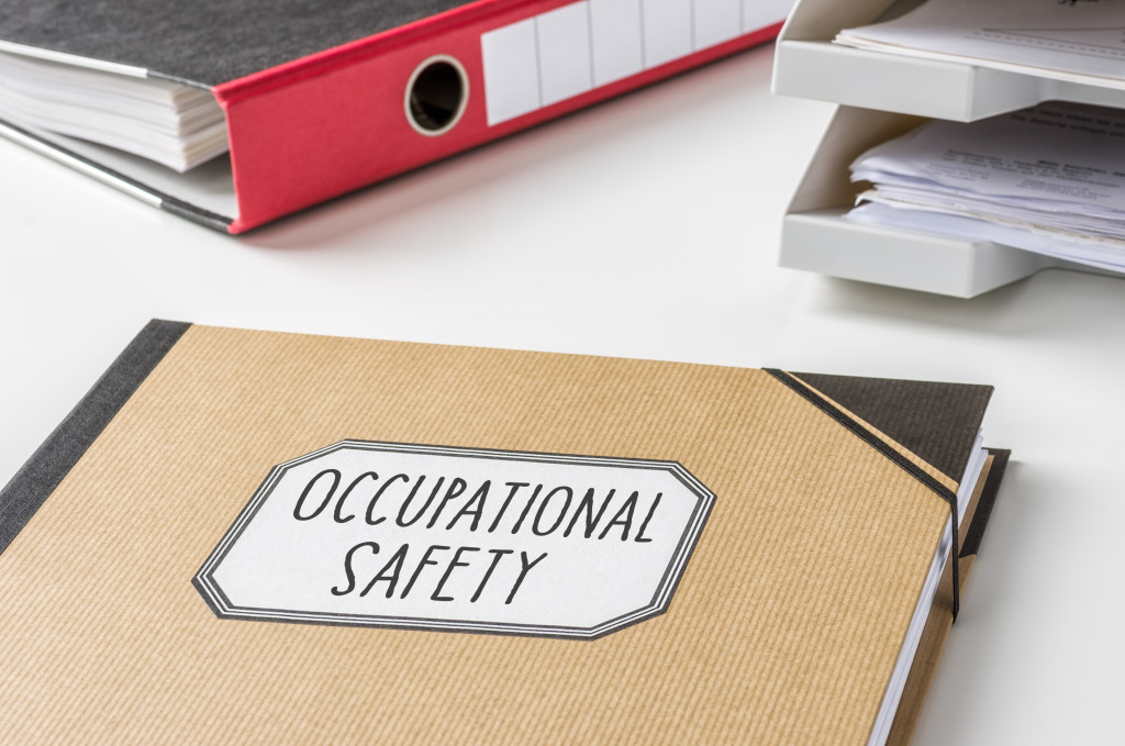 A folder with the label Occupational safety