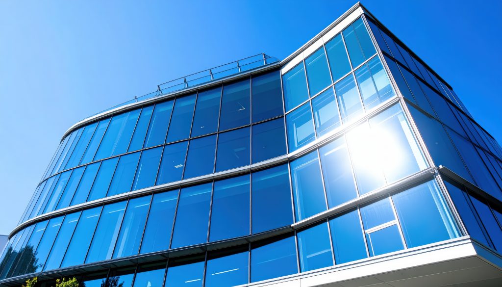 modern commercial building with large windows